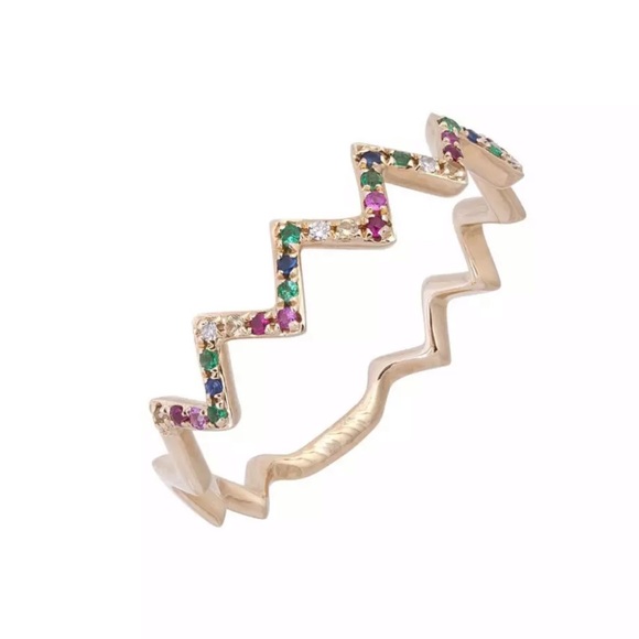 Australian Crystal Rainbow Zigzag Ring.. - Picture 1 of 7